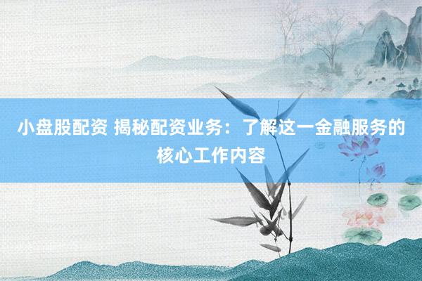 小盘股配资 揭秘配资业务：了解这一金融服务的核心工作内容