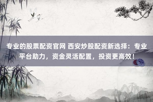 专业的股票配资官网 西安炒股配资新选择：专业平台助力，资金灵活配置，投资更高效！