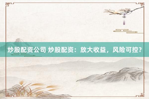 炒股配资公司 炒股配资：放大收益，风险可控？