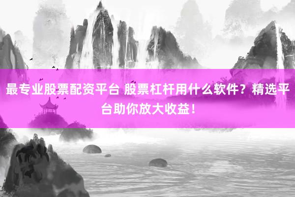 最专业股票配资平台 股票杠杆用什么软件？精选平台助你放大收益！