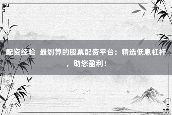 配资经验  最划算的股票配资平台：精选低息杠杆，助您盈利！