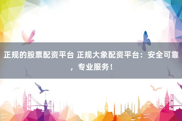 正规的股票配资平台 正规大象配资平台：安全可靠，专业服务！