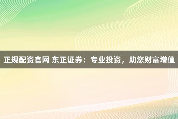正规配资官网 东正证券：专业投资，助您财富增值