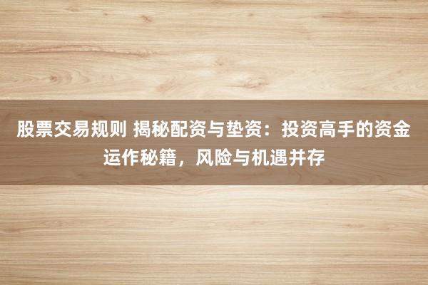 股票交易规则 揭秘配资与垫资：投资高手的资金运作秘籍，风险与机遇并存