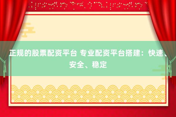 正规的股票配资平台 专业配资平台搭建：快速、安全、稳定