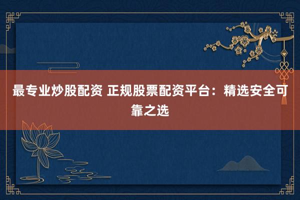 最专业炒股配资 正规股票配资平台：精选安全可靠之选