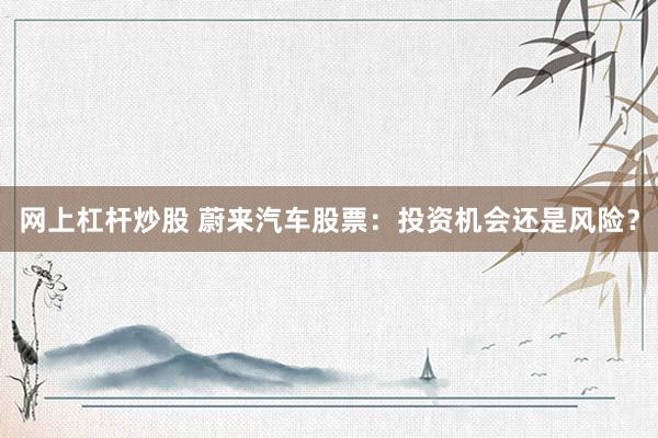 网上杠杆炒股 蔚来汽车股票：投资机会还是风险？