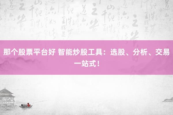 那个股票平台好 智能炒股工具：选股、分析、交易一站式！