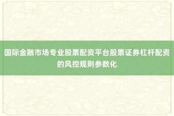 国际金融市场专业股票配资平台股票证券杠杆配资的风控规则参数化